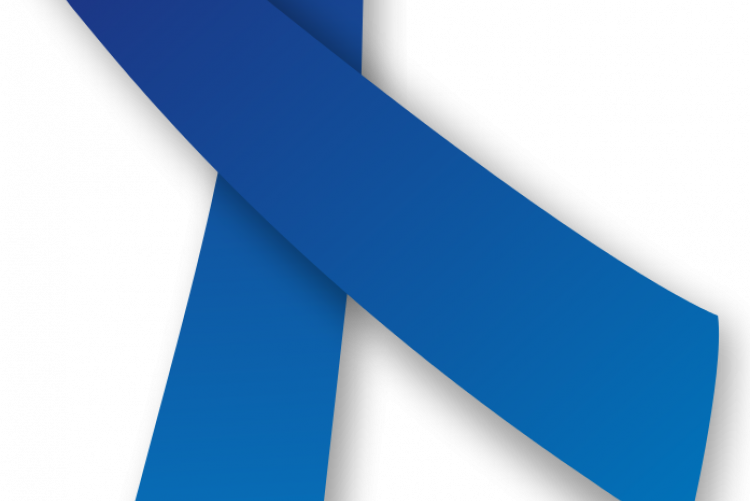 Fita na cor azul. 