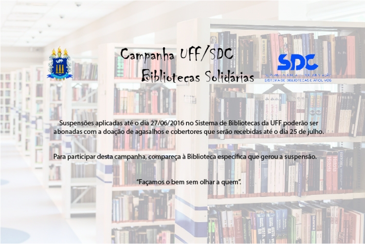 Campanha solidária no Sistema de Bibliotecas da UFF
