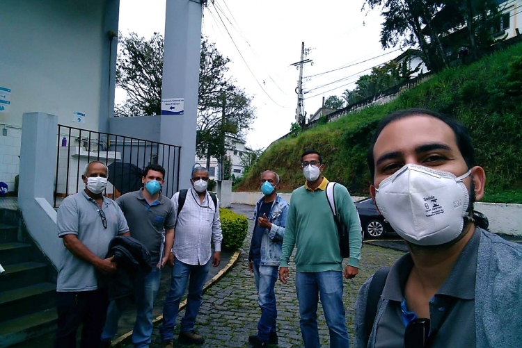 Vistoria, em 09/02/2022, entre as equipes da Superintendência de Operações e Manutenção e Superintendência de Arquitetura, Engenharia e Patrimônio em Nova Friburgo.