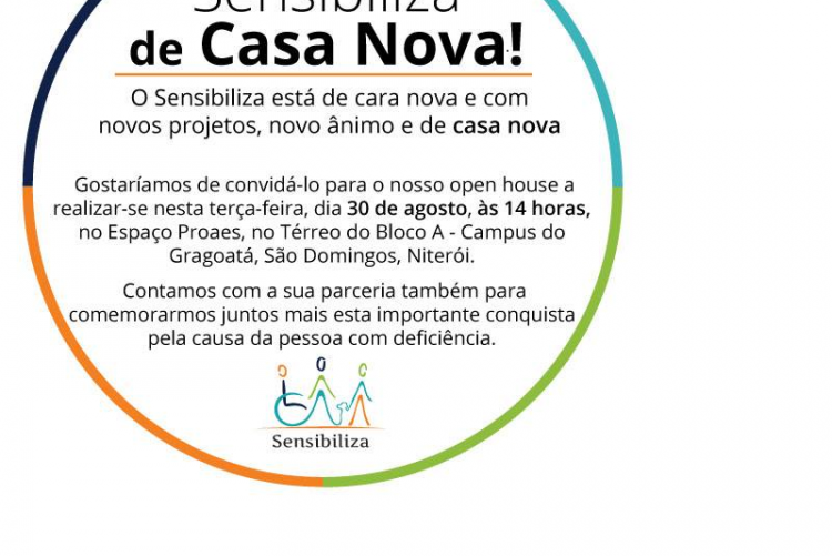 Convite para inauguração da nova sala do Sensibiliza UFF no espaço Proaes