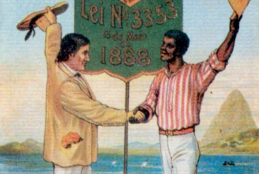 Cartaz de 1888 comemorativo da Abolição da Escravidão no Brasil. 